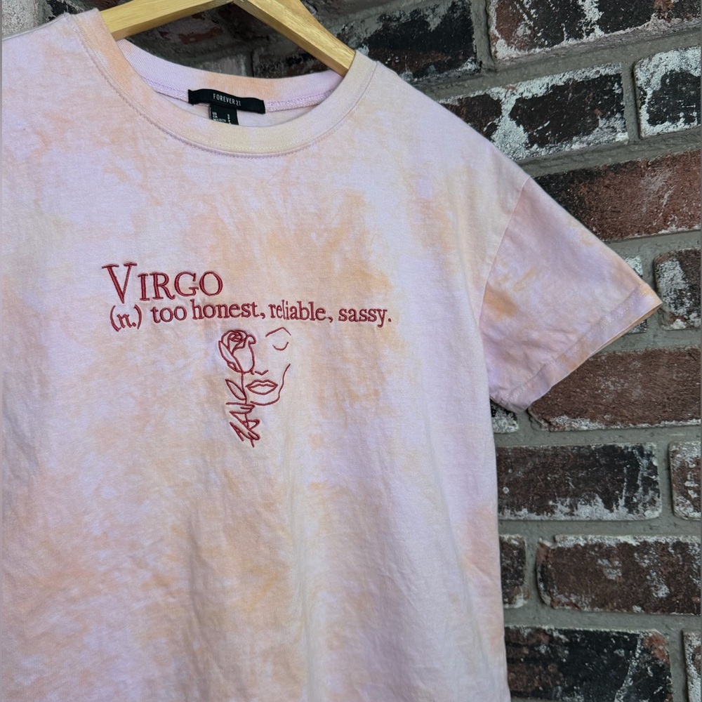 Forever 21 Virgo Zodiac Description Light Pink/Orange Tiedye Tee